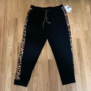 Black & Leopard Print Joggers
